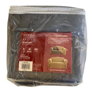 Sure Fit Basics Loveseat Slipcover Smoke Blue Soft Suede Fits 58"- 73" NEW